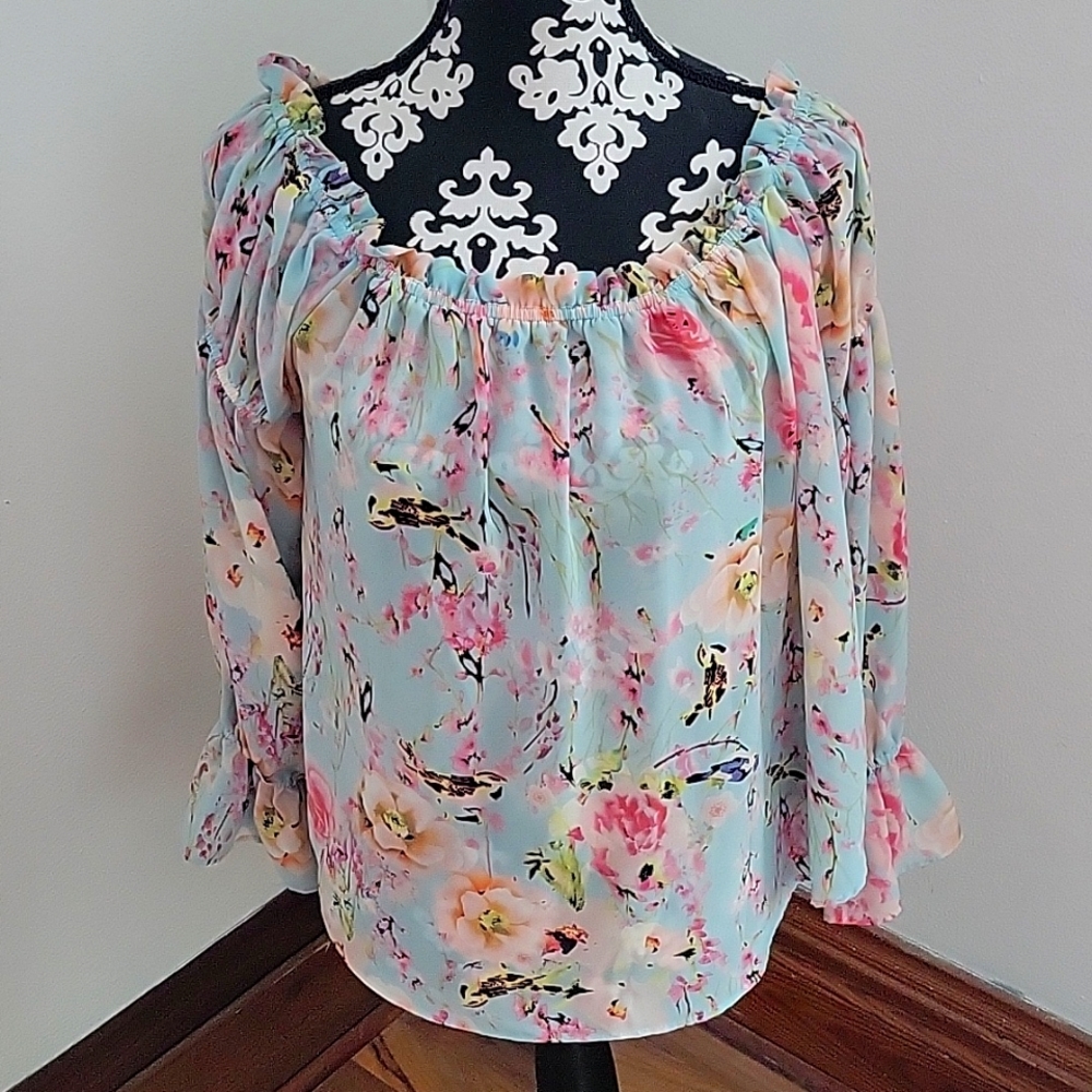 Jeans by Buffalo; Floral Blouse, Size Lrg